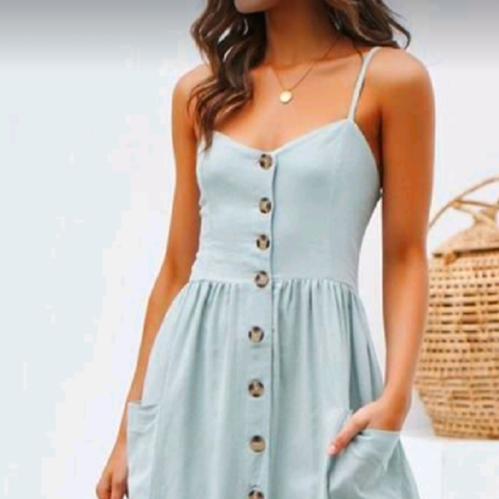 Soft cotton button down strappy summer ..